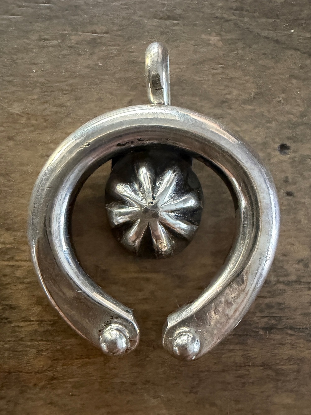 Native Navajo Handmade Sterling Silver Naja Pendant Signed Andy Marion